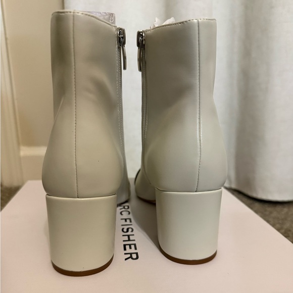 White Ankle Boot with Black Cap Toe - Picture 3 of 6